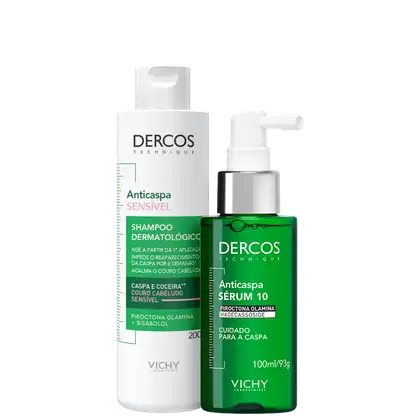 Kit Vichy Dercos Anticaspa para Couro Cabeludo Sensível com shampoo de 200ml e sérum de 100ml