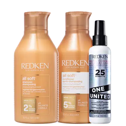 Imagem do produto Kit Redken All Soft + One United 25 Benefits Triple (3 Produtos)