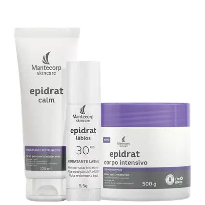 Kit Mantecorp Epidrat Calm + Intensivo + Lábios, 3 produtos.