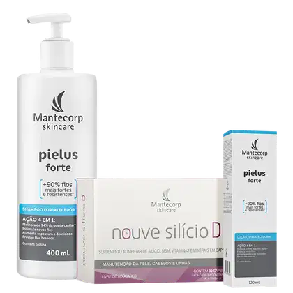 Kit Mantecorp Pielus Forte + Nouve Silicio D Trio, 3 produtos.