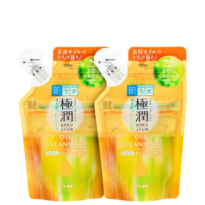 Dois frascos de 180 ml de óleo de limpeza da marca Hada Labo, versão refil.