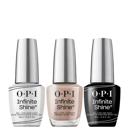 Kit OPI Infinite Shine Trio Cream, 3 produtos.