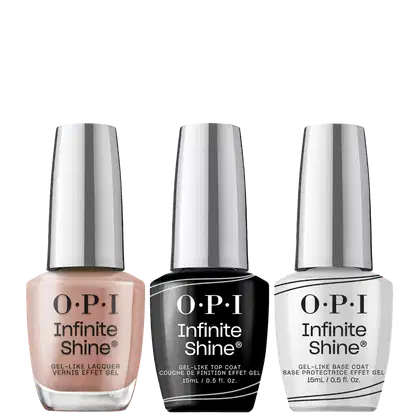 Kit OPI Infinite Shine Trio Dulche, 3 produtos.