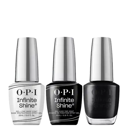 Kit OPI Infinite Shine Trio Black Onyx, 3 produtos.
