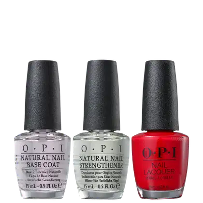Kit OPI NTT Trio Big Apple Red, 3 produtos.