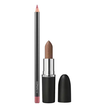 Kit M·A·C MACximal Satin Stone + Lip Pencil Dervish, 2 produtos.