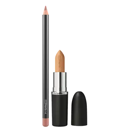 Kit M·A·C MACximal Satin Peachstock + Lip Pencil Subculture, 2 produtos.