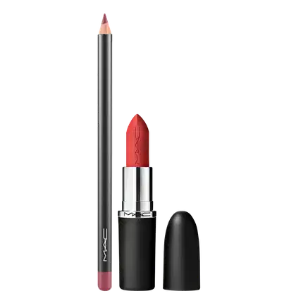 Kit M·A·C MACximal Dare Me + Lip Pencil Halfred, 2 produtos.