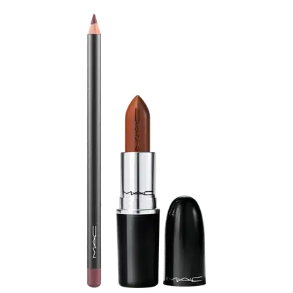 Kit M·A·C Lustreglass Can't Dull My Shine + Lip Pencil Plum, 2 produtos.