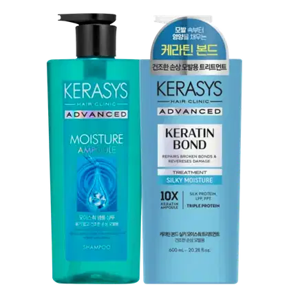 Kit Kerasys Keratin Bond Silky Moisture + Advanced Moisture Ampoule, 2 produtos.