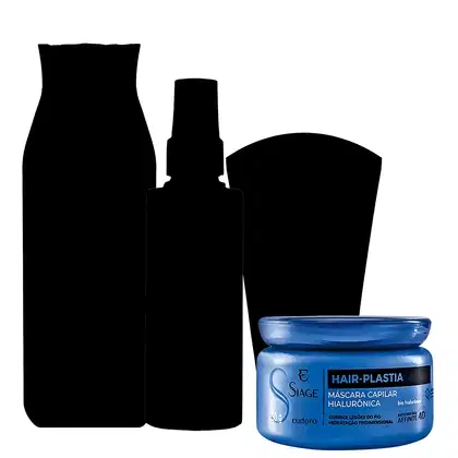 Conjunto de produtos de beleza, mostrando apenas a silhueta, para manter surpresa.