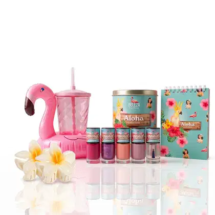 Imagem do produto Kit presente esmaltes e lembrancinhas Aloha Flamingos Retrô.