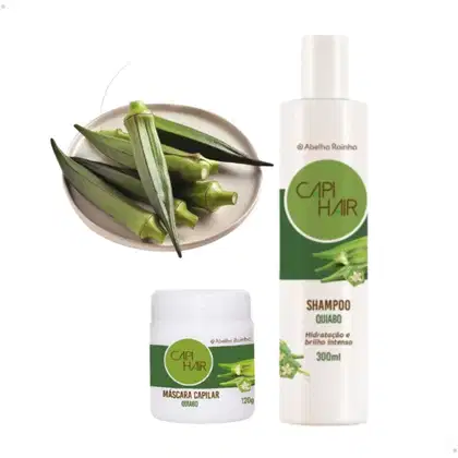 Imagem do produto Kit Shampoo e Máscara Capilar Quiabo Capi Hair Hidratação e Brilho Intenso Abelha Rainha 2611 + 2613