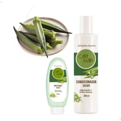 Imagem do produto Kit Condicionador e Umectante Capilar Quiabo Capi Hair Hidrataﾃｧﾃ｣o e Brilho Intenso Abelha Rainha 2612 + 2614