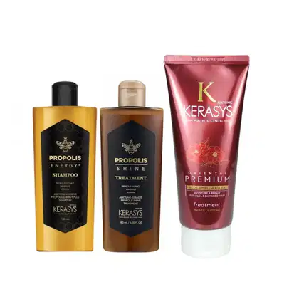 Kit Kerasys Própolis + Oriental Premium Trio, 3 produtos.