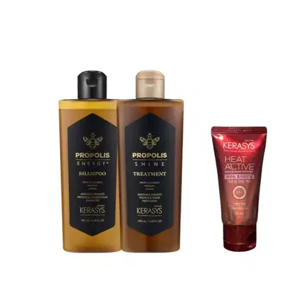Imagem do produto Kerasys Kit Propolis Shine (Sh180ml + Cd180ml) + Heat Active 50ml