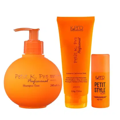Kit K.Pro Petit com  Shampoo 240ml + Leave-In Cachinhos 200g + cera Style 30g