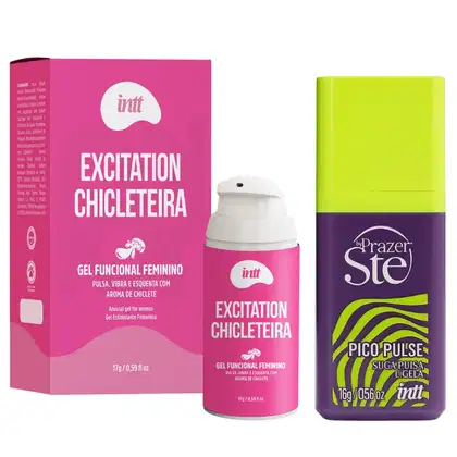 Imagem do produto kit com Pico Pulse Sugador Líquido Uva – Suga, Pulsa e Gela + Intt Excitation chicleteira gel excitante feminino