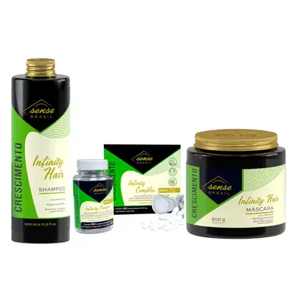 Imagem do produto Sense Brasil Infinity Hair Kit (Shampoo e Máscara 500ml + Suplemento Alimentar)
