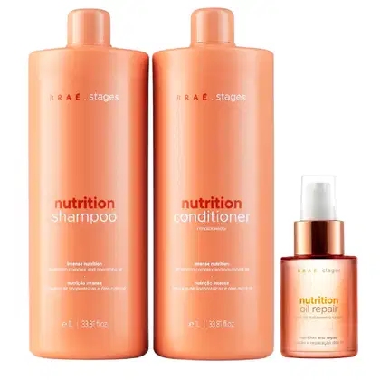 Imagem do produto kit Braé Stages Nutrition Shampoo 1L + Condicionador 1L + Hair Oil 60ml