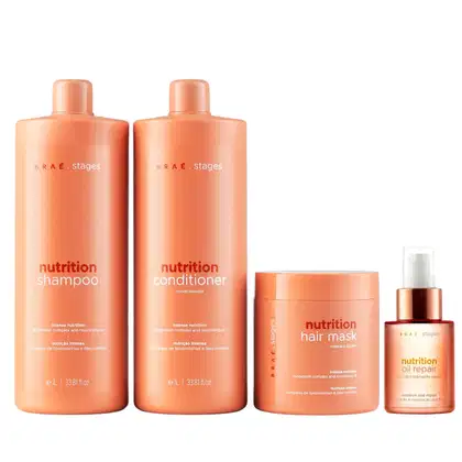 Imagem do produto kit Braé Stages Nutrition Shampoo 1L + Condicionador 1L + Máscara 500g + Hair Oil 60ml