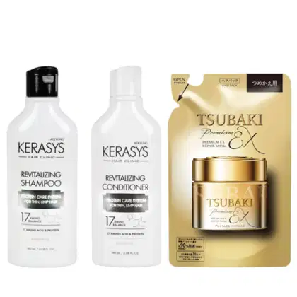 Imagem do produto Kerasys e Tsubaki  Revitalizing Duo (Sh + Cd 180ml) + Premium Ex Repair Mask 150ml (Refil)