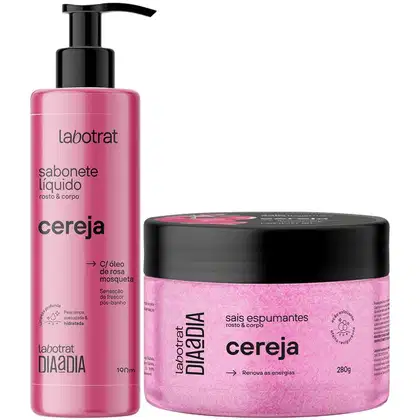 Imagem do produto Kit Sabonete Liquido 190ml + Sais 280g Corpo E Rosto Labotrat Dia A Dia Cheiro De Fruta Cereja