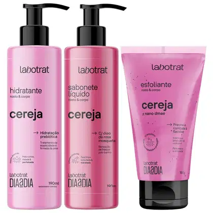 Imagem do produto Kit Sabonete Liquido + Esfoliante + Hidratante Corpo E Rosto Labotrat Cheiro De Fruta Cereja 150g