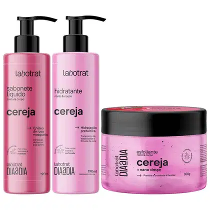 Imagem do produto Kit Sabonete Liquido + Esfoliante + Hidratante Corpo E Rosto Labotrat Cheiro De Fruta Cereja 300g