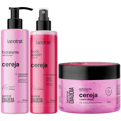 Imagem do produto Kit Body Splash + Esfoliante + Hidratante Corpo E Rosto Labotrat Cheiro De Fruta Cereja 300g