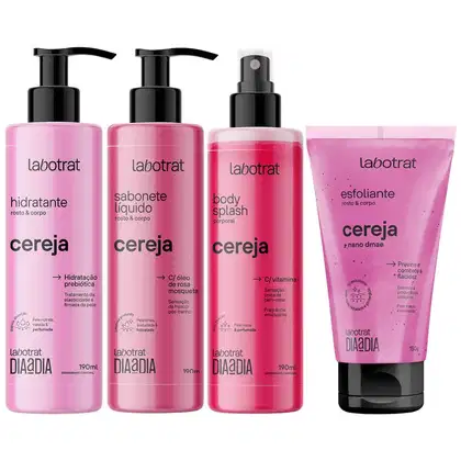 Imagem do produto Kit Banho Premium Labotrat Cereja Completo 4 Produtos C/ Body Splash Cheiro De Fruta Corpo E Rosto