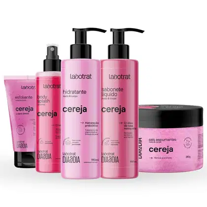 Imagem do produto Kit Banho Premium Labotrat Cereja Completo 5 Produtos Corpo E Rosto Cheiro De Fruta Esfoliante