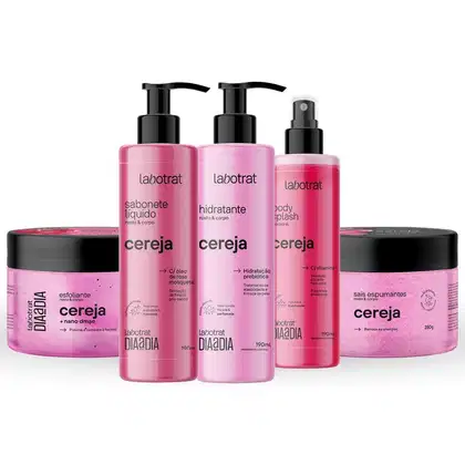 Imagem do produto Kit Banho Premium Labotrat Cereja Completo 5 Produtos Corpo E Rosto Esfoliante Cheiro De Fruta