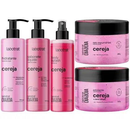 Imagem do produto Kit Banho Premium Labotrat Cereja Completo 6 Produtos Corpo E Rosto Cheiro De Fruta Esfoliante