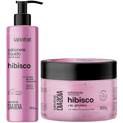 Imagem do produto Kit Sabonete Liquido + Esfoliante Corpo E Rosto Labotrat Dia A Dia Cheiro De Fruta Hibisco 300g