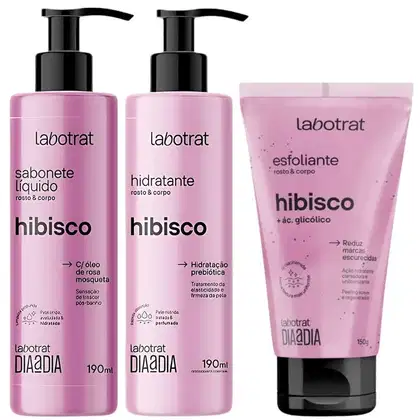 Imagem do produto Kit Sabonete Liquido + Esfoliante + Hidratante Corpo E Rosto Labotrat Cheiro De Fruta Hibisco 190ml