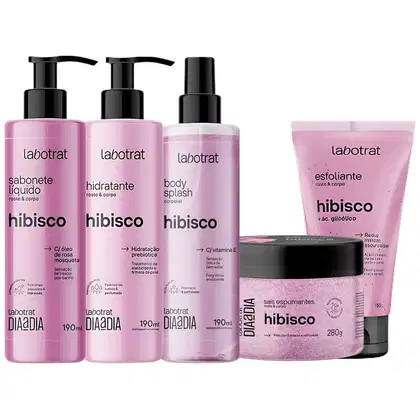 Imagem do produto Kit Banho Premium Labotrat Hibisco Completo 5 Produtos Corpo E Rosto Cheiro De Fruta Esfoliante