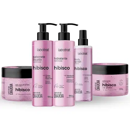 Imagem do produto Kit Banho Premium Labotrat Hibisco Completo 5 Produtos Corpo E Rosto Esfoliante Cheiro De Fruta