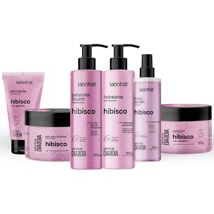 Imagem do produto Kit Banho Premium Labotrat Hibisco Completo 6 Produtos Corpo E Rosto Cheiro De Fruta Esfoliante