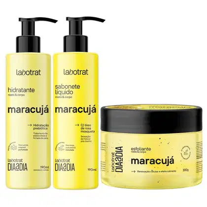 Imagem do produto Kit Sabonete Liquido + Esfoliante + Hidratante Corpo E Rosto Labotrat Cheiro De Fruta Maracujá 300g