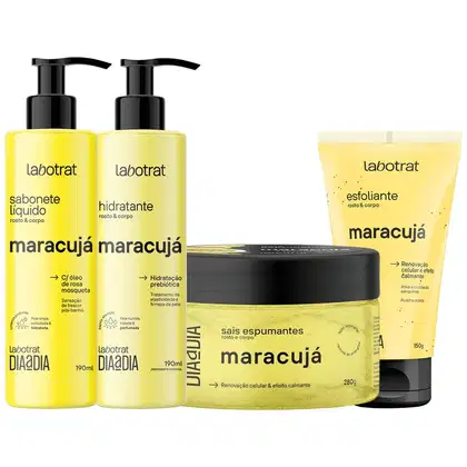 Imagem do produto Kit Banho Premium Labotrat Maracuja Completo 4 Produtos C/ Sais Corpo E Rosto Cheiro De Fruta