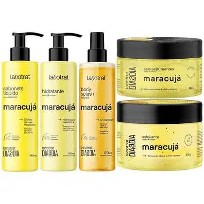 Imagem do produto Kit Banho Premium Labotrat Maracuja Completo 5 Produtos Corpo E Rosto Esfoliante Cheiro De Fruta