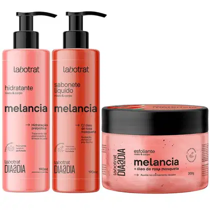 Imagem do produto Kit Sabonete Liquido + Esfoliante + Hidratante Corpo E Rosto Labotrat Cheiro De Fruta Melancia 300g
