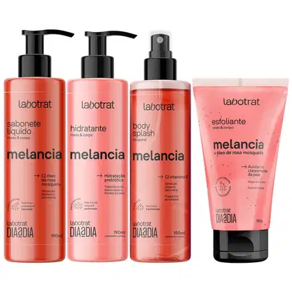 Imagem do produto Kit Banho Premium Labotrat Melancia Completo 4 Produtos C/ Body Splash Cheiro De Fruta Corpo E Rosto