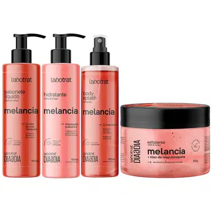 Imagem do produto Kit Banho Premium Labotrat Melancia Completo 4 Produtos C/ Body Splash Corpo E Rosto Cheiro De Fruta