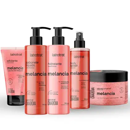 Imagem do produto Kit Banho Premium Labotrat Melancia Completo 5 Produtos Corpo E Rosto Cheiro De Fruta Esfoliante
