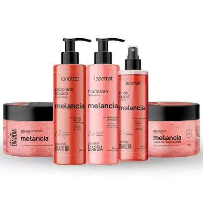 Imagem do produto Kit Banho Premium Labotrat Melancia Completo 5 Produtos Corpo E Rosto Esfoliante Cheiro De Fruta