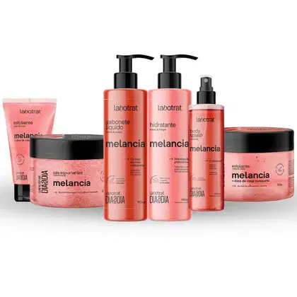 Imagem do produto Kit Banho Premium Labotrat Melancia Completo 6 Produtos Corpo E Rosto Cheiro De Fruta Esfoliante