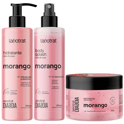 Imagem do produto Kit Body Splash + Esfoliante + Hidratante Corpo E Rosto Labotrat Cheiro De Fruta Morango 300g