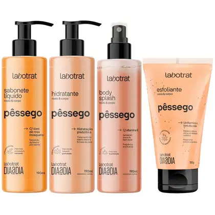 Imagem do produto Kit Banho Premium Labotrat Pêssego Completo 4 Produtos C/ Body Splash Cheiro De Fruta Corpo E Rosto